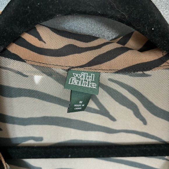 🐅 🦓 Wild Fable Sheer Tiger Print Button Down Dress - size M​​​​ - Picture 2 of 5